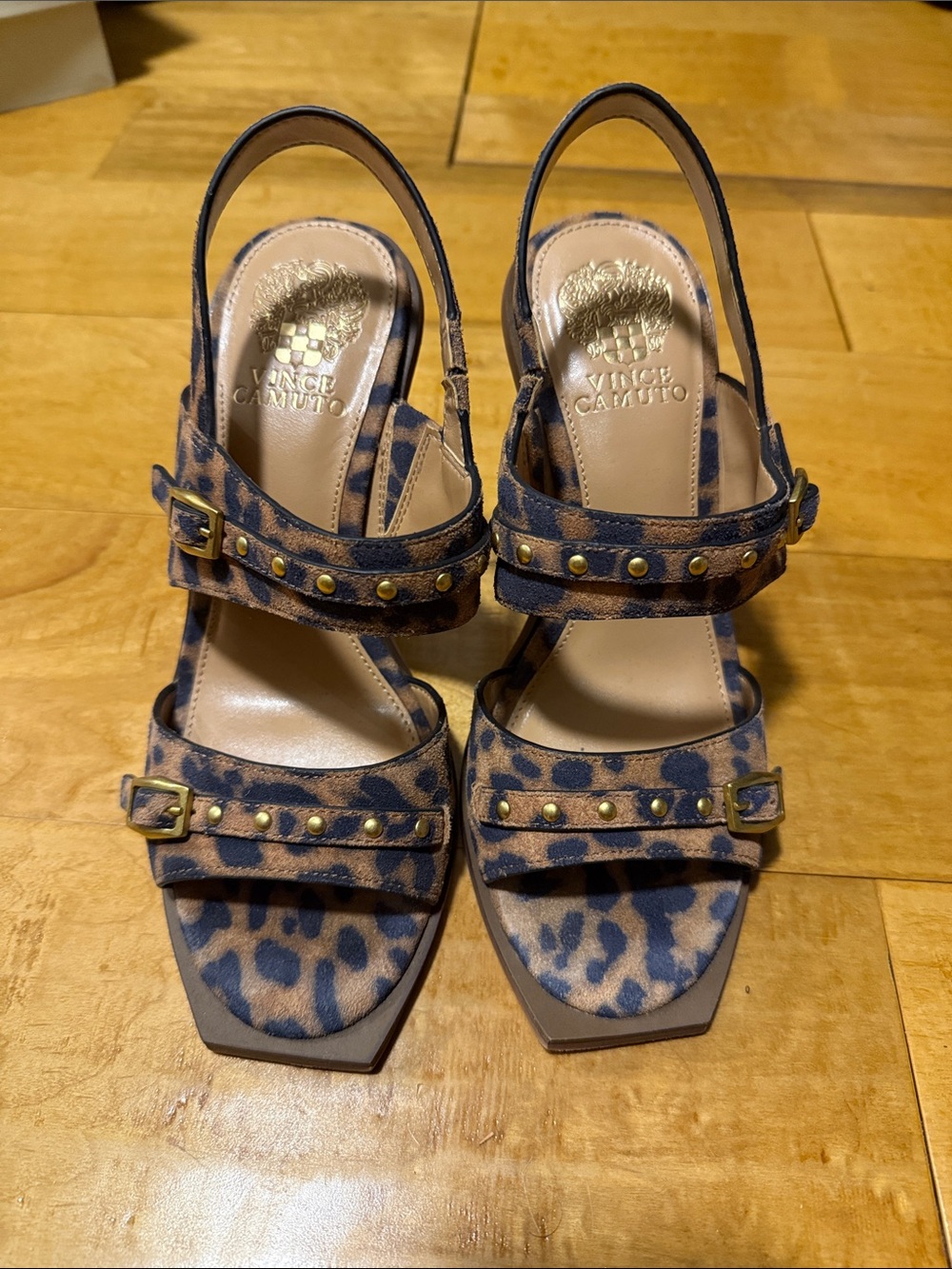 Vince Camuto Leopard-Print Studded Slingback Heels